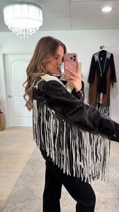 NEW!! Cowhide Jacket with Fringe #3 - Size X-Large