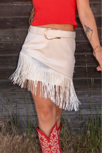 NEW!! "Smokeshow" Fringe Belted Mini Skirt