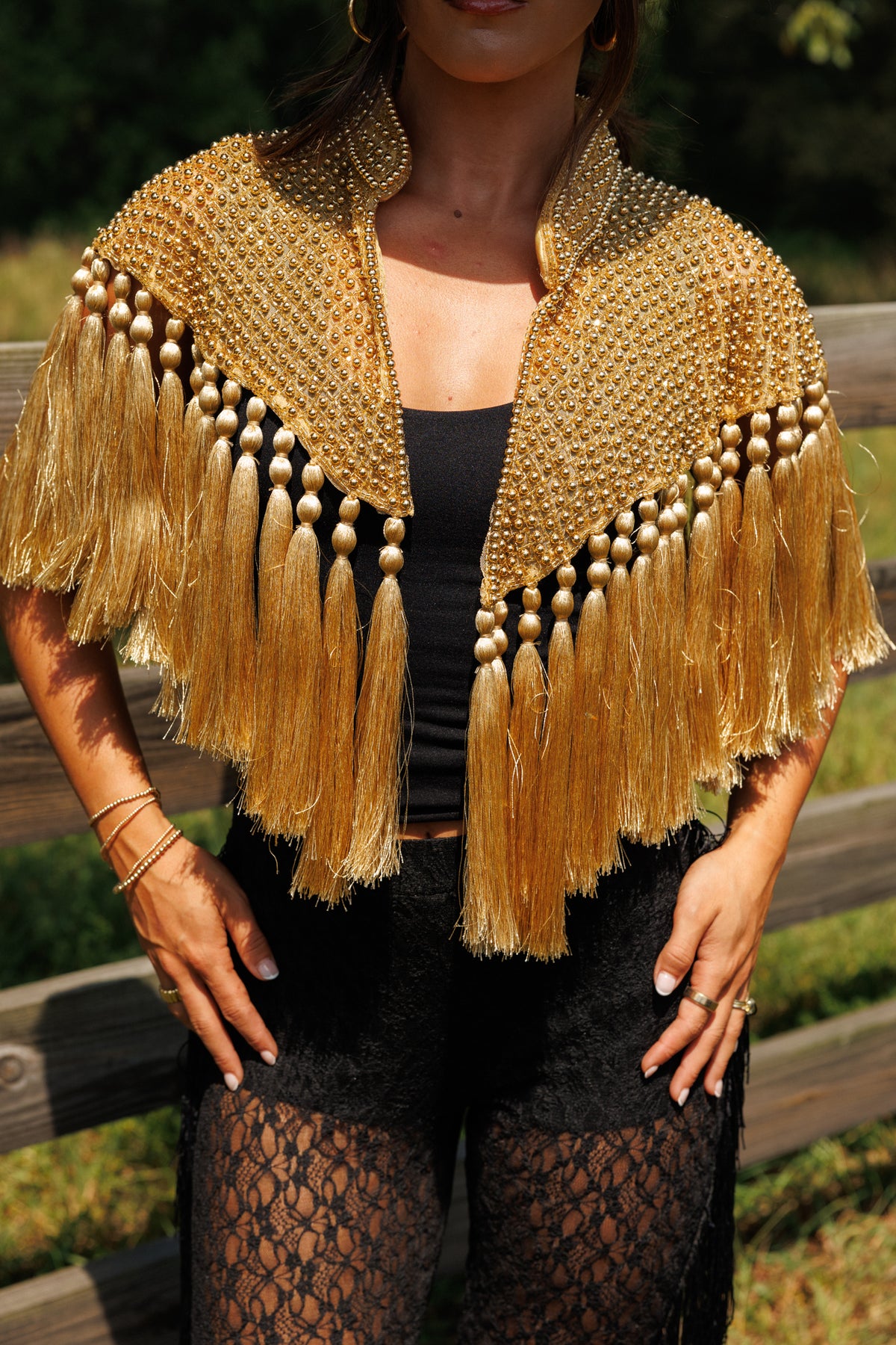 Gold Fringe Tassel Cape