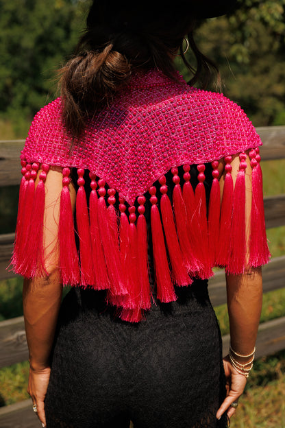 Hot Pink Fringe Tassel Cape