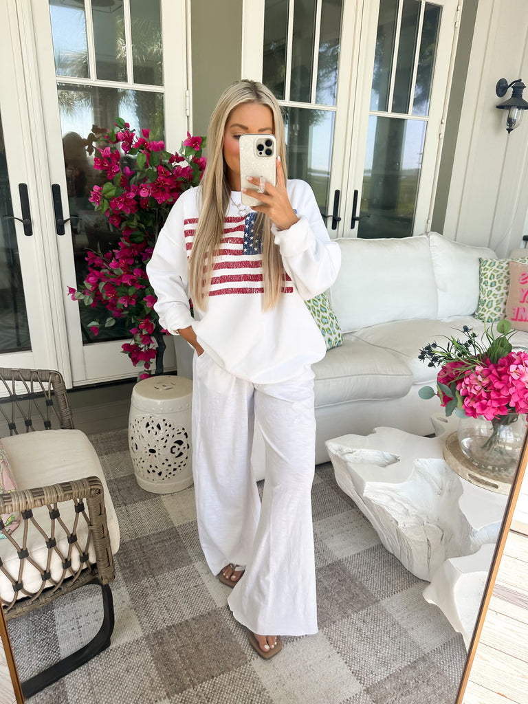 AS SEEN ON WHITNEY RIFE!! American Flag Stanley Sweatshirt by Show Me Your Mumu