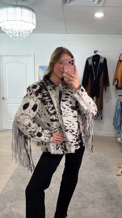 NEW!! Cowhide Jacket with Fringe #1 - Size Large