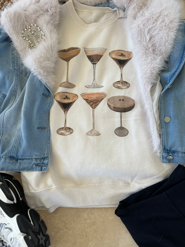 NEW!! "Espresso Martini Dreams" Oversized Sweatshirt size M-2XL!