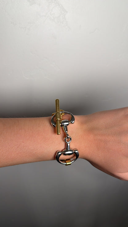 NEW!! Two Tone Horsebit Toggle Bracelet