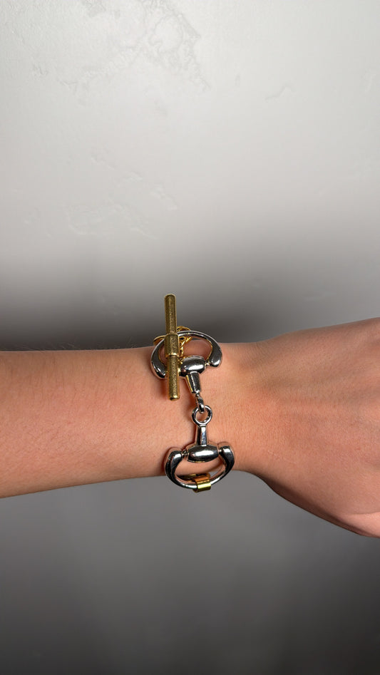 NEW!! Two Tone Horsebit Toggle Bracelet
