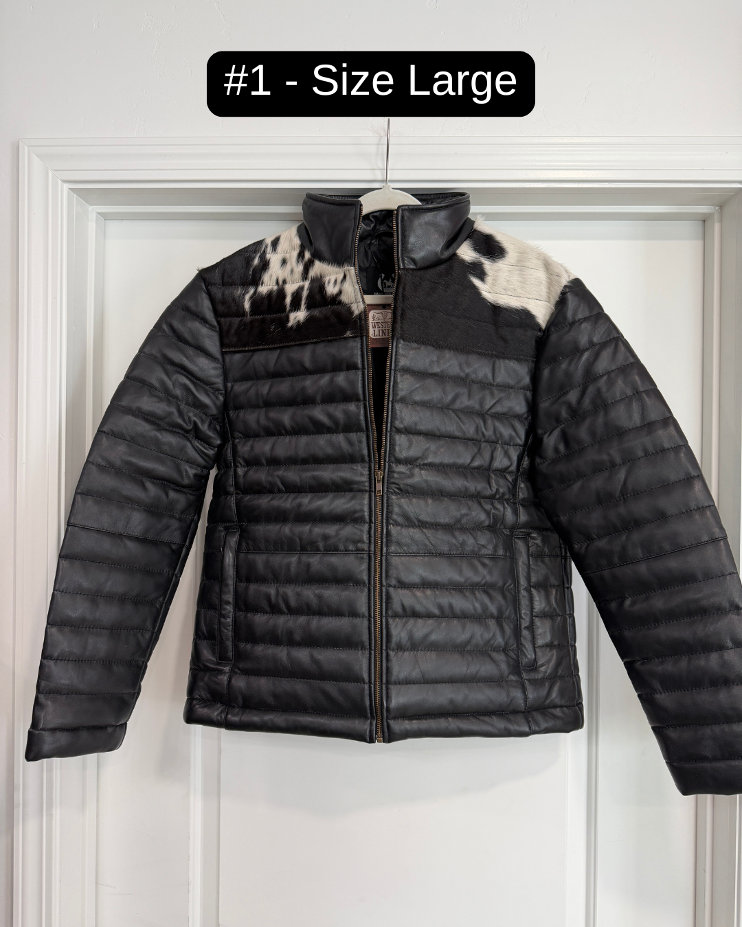 Men's Cowhide Puffer Jacket in Black