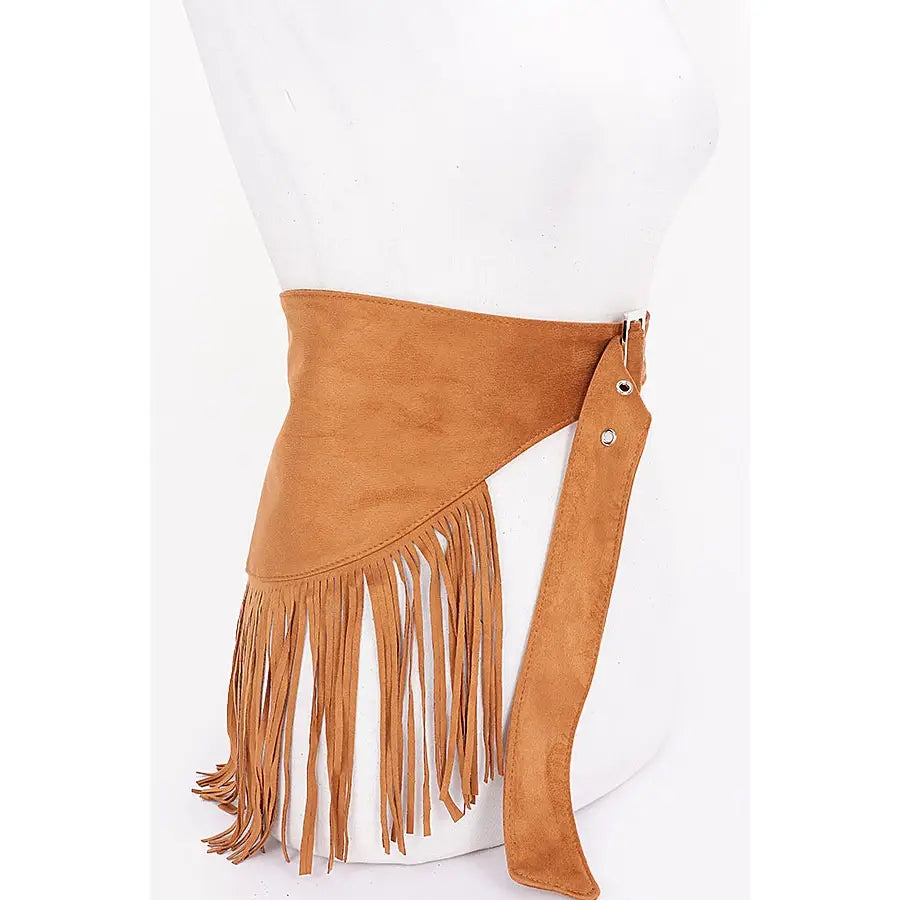 "Saddle Club" Fringe Wrap Belt in Camel