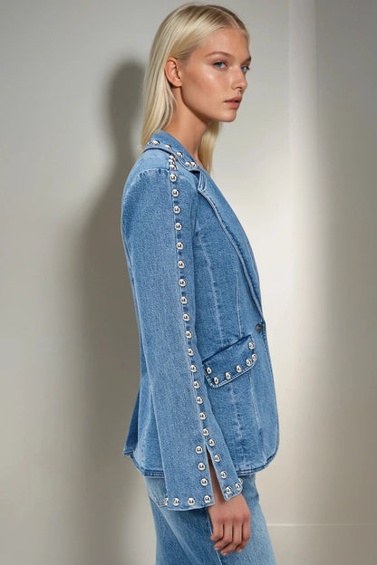 NEW!! Icon Studded Denim Blazer