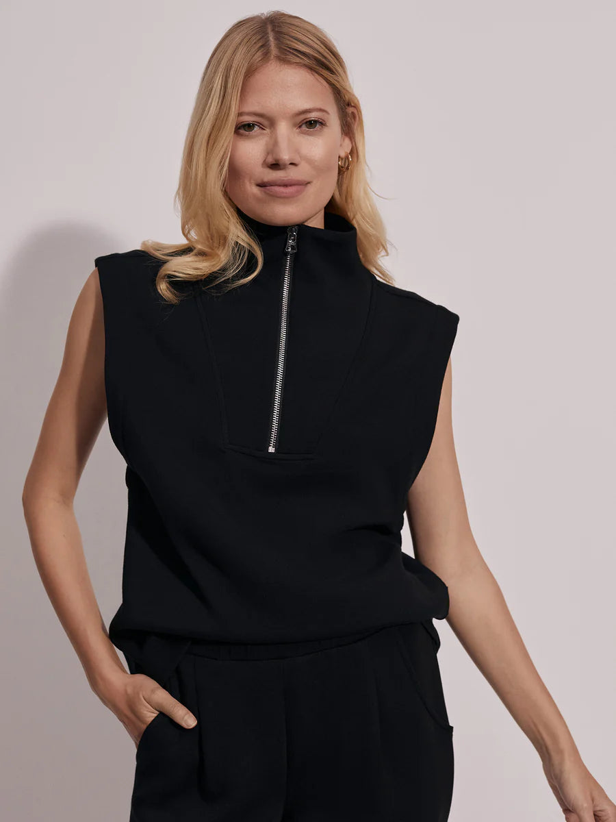 Magnolia Half Zip Tank in Black