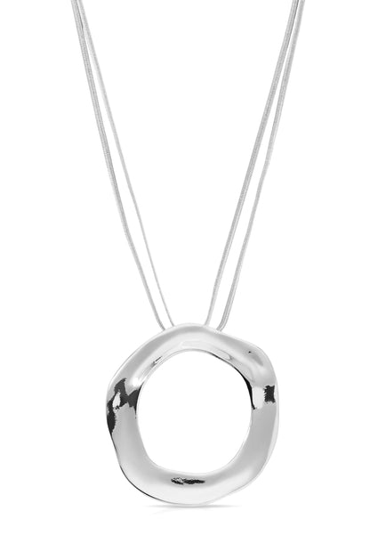 Open Circle Statement Necklace in Silver
