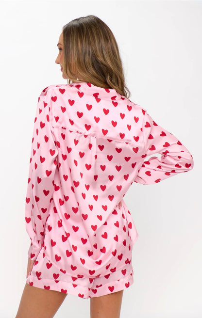 FINAL SALE!! Early Riser PJ Set in Queen Of Hearts Silky