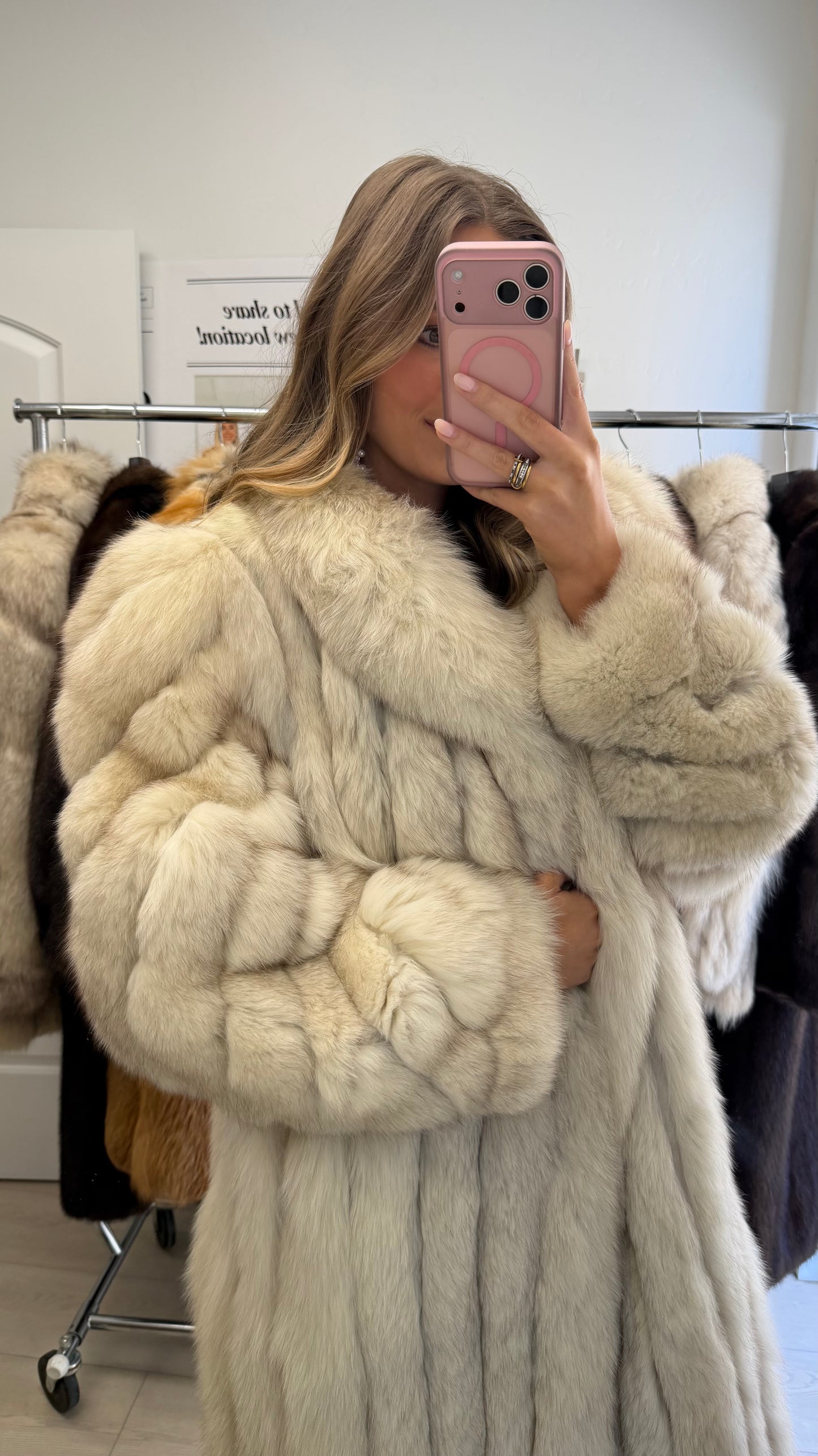 #24 Vintage Blue Fox Coat Size M/L