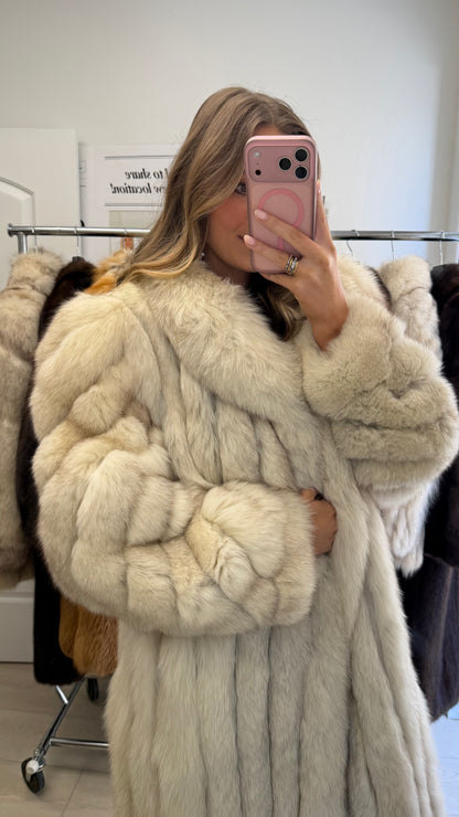 #24 Vintage Blue Fox Coat Size M/L