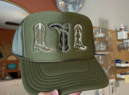 NEW!! Embroidered Cowboy Boot Hat in 3 Colors