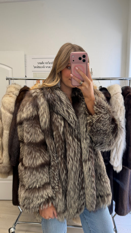 #28 Vintage Silver Saga Fox Jacket Size M/L