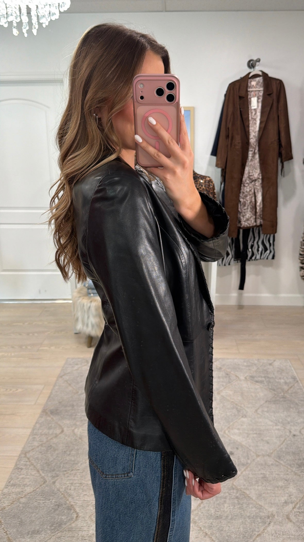 Vintage Cache Black Leather Blazer - Size Small