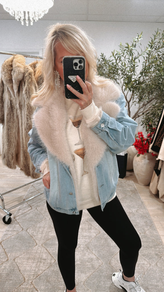 NEW!! Penny Faux Fur Denim Jacket - PRE ORDER