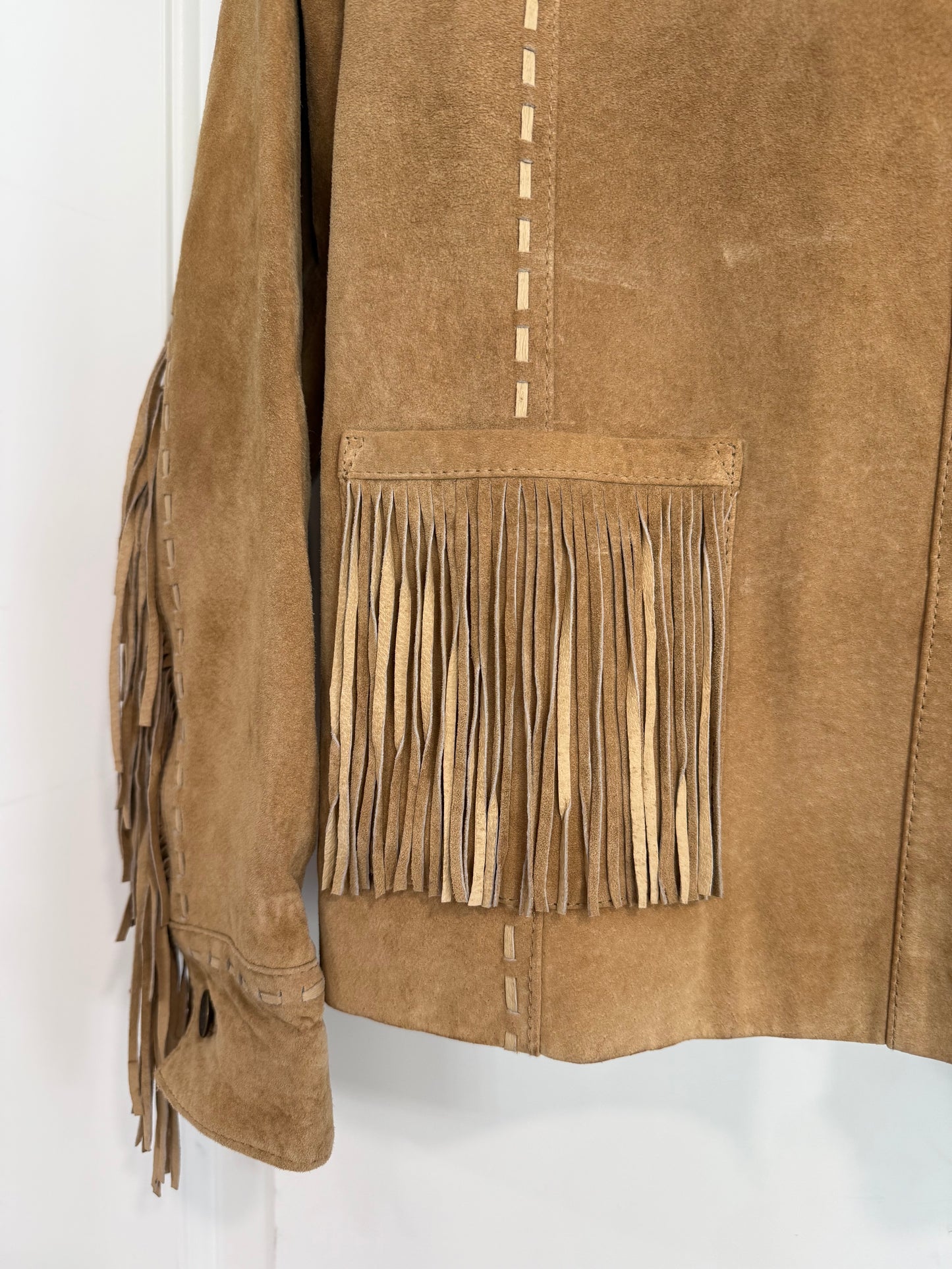 Vintage Tan Suede Fringe Jacket Size Medium