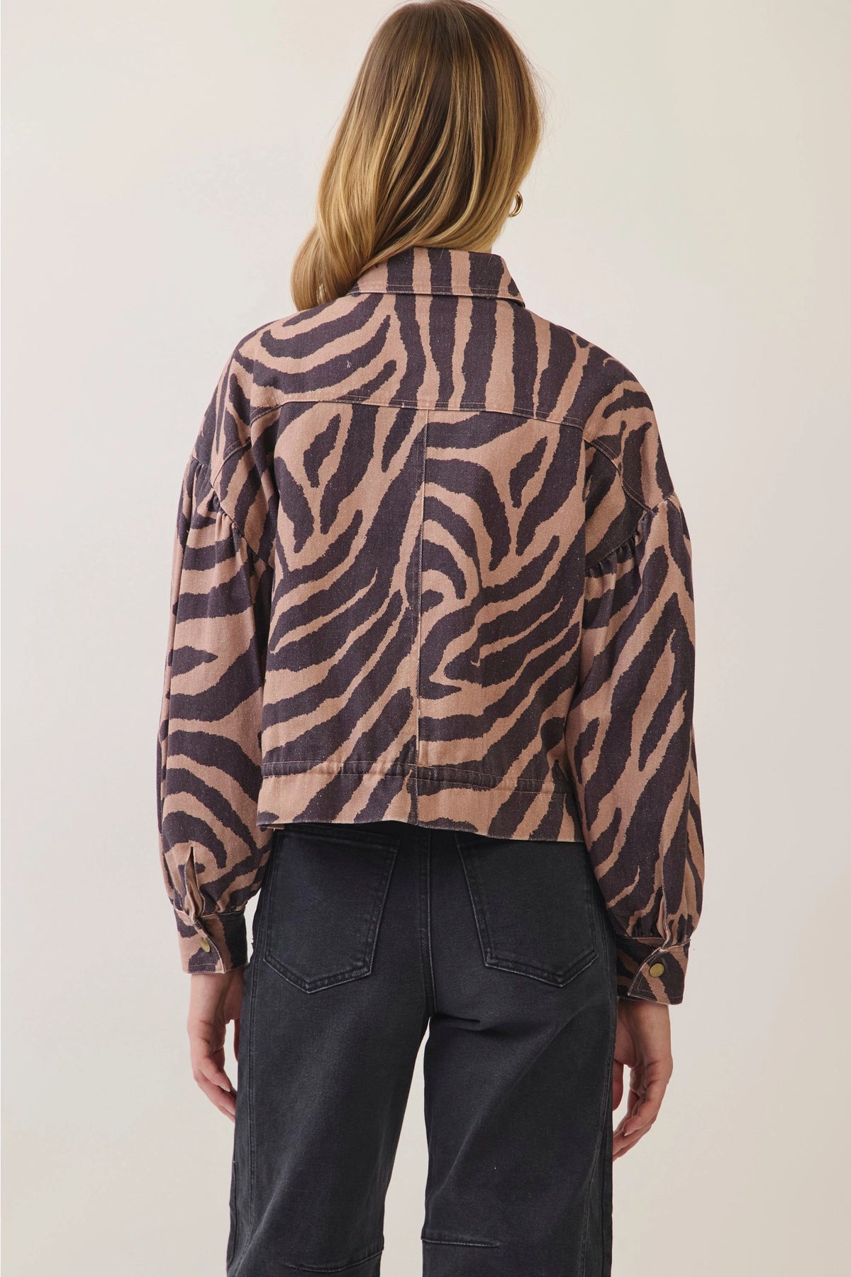 "Dont Wait Up" Zebra Print Utility Jacket - PREORDER