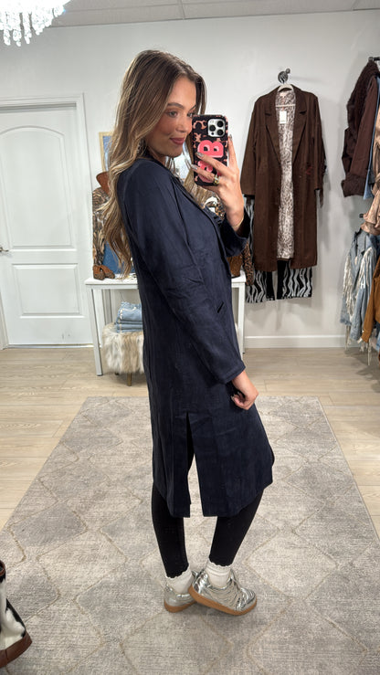 FINAL SALE!! "Sloane" Faux Suede Duster in Navy