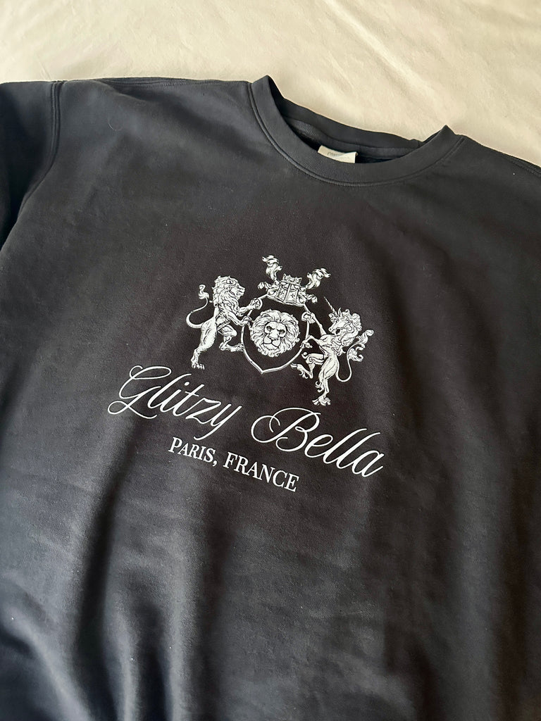 NEW!! The "Glitzy Bella" Paris Comfort Color Sweatshirt in Black