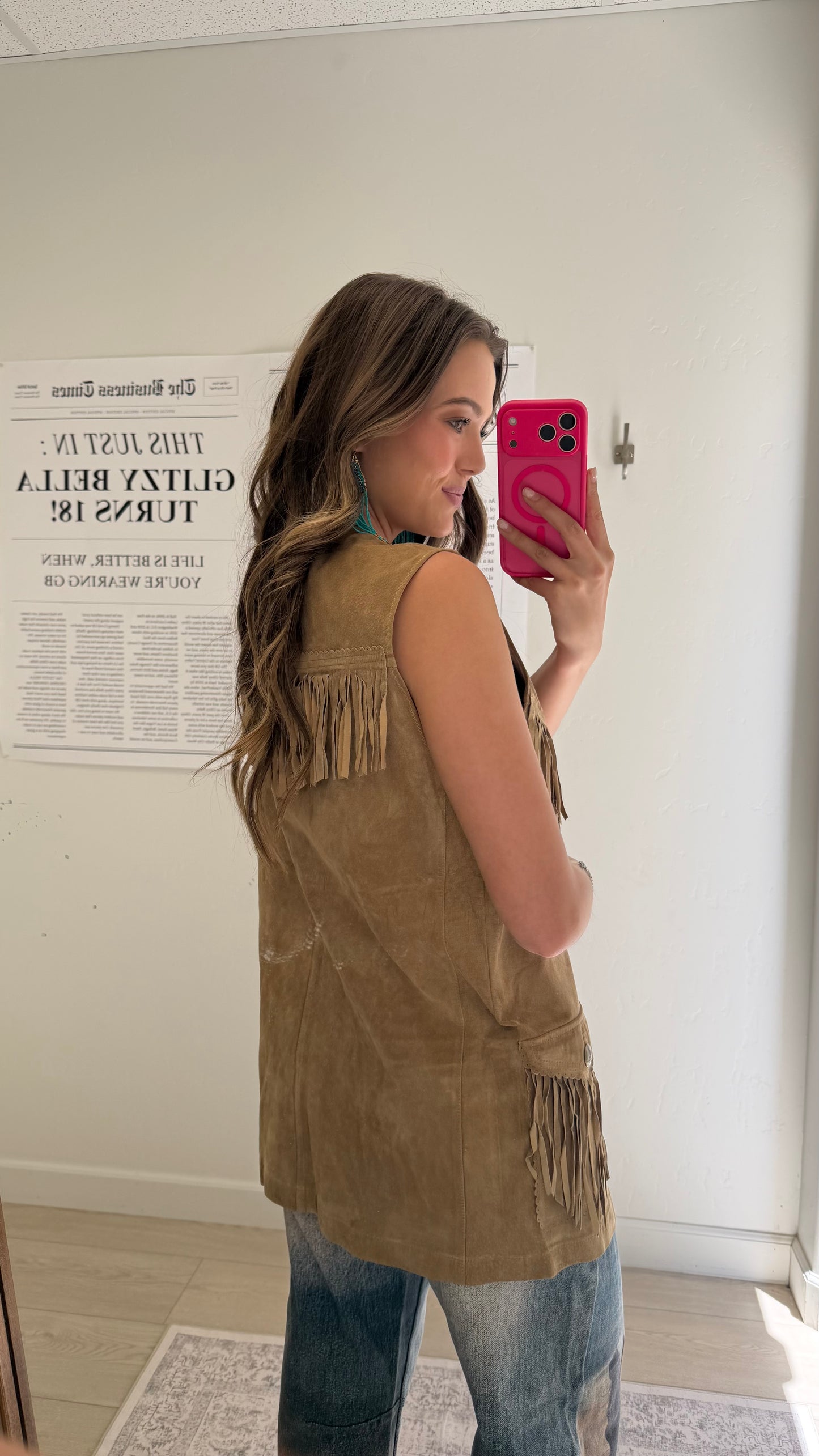 Vintage Ralph Lauren Suede Fringe Vest Size Small