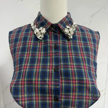 Plaid Rhinestone Collar