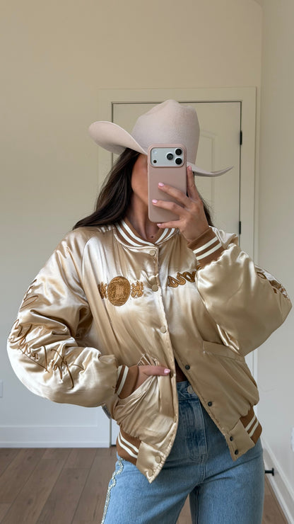 NEW!! The "Coors Original" Nylon Bomber Jacket in Gold