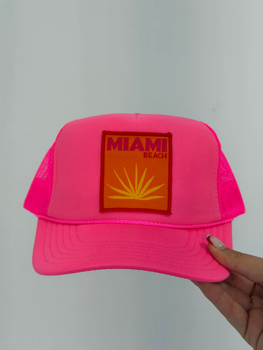 FINAL SALE!! The Miami Beach Trucker Hat in Hot Pink