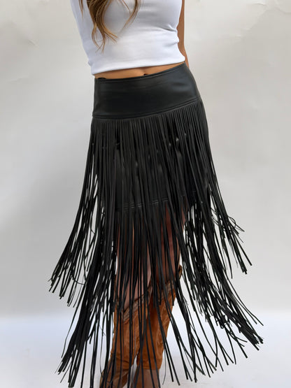 "Runway" Leather Fringe Skirt - PREORDER