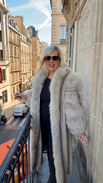 #101 Vintage Pastel Mink Coat w/ Fox Tuxedo Size Medium