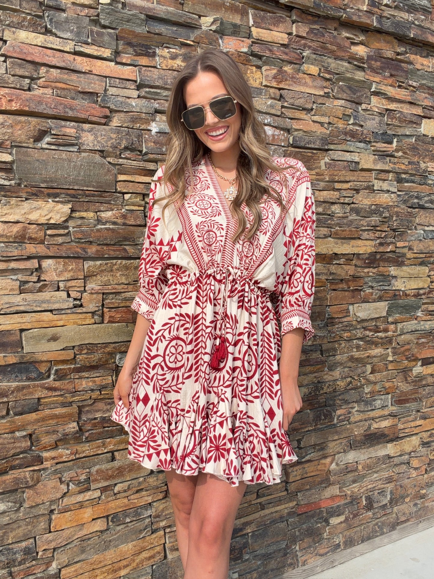 NEW!! The "Provence" Tassel Mini Dress in Red