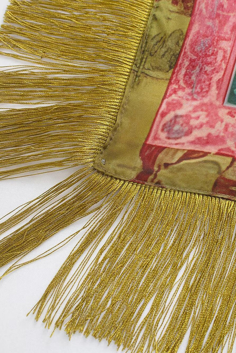 Fringe Crane Print Scarf