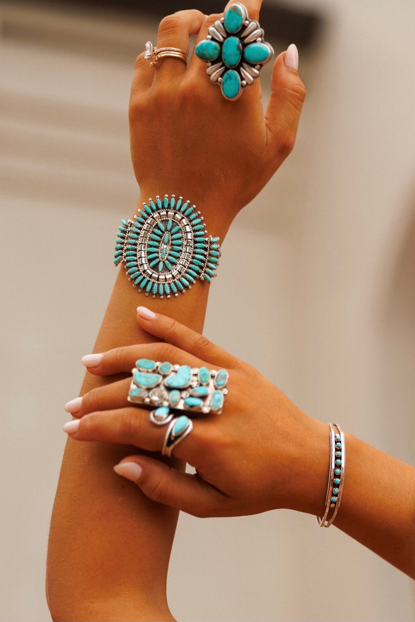 NEW!! "Sierra" Adjustable Kingman Turquoise Rectangle Ring