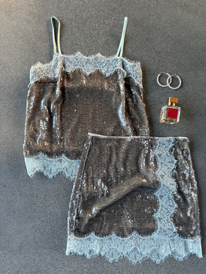 City Lights Sequin Lace Trim Tank