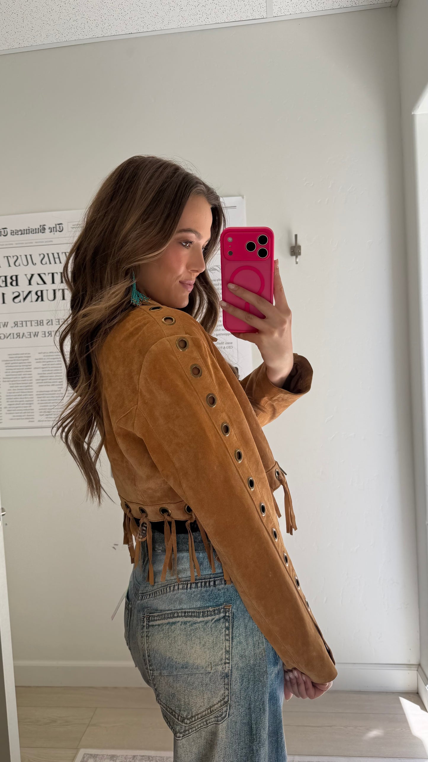 Vintage Scully Suede Cropped Fringe Jacket Size Medium