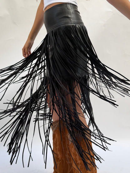 "Runway" Leather Fringe Skirt - PREORDER