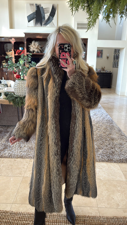 #38 Vintage Red Fox Full Length Coat