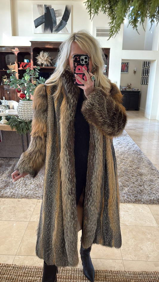 #38 Vintage Red Fox Full Length Coat