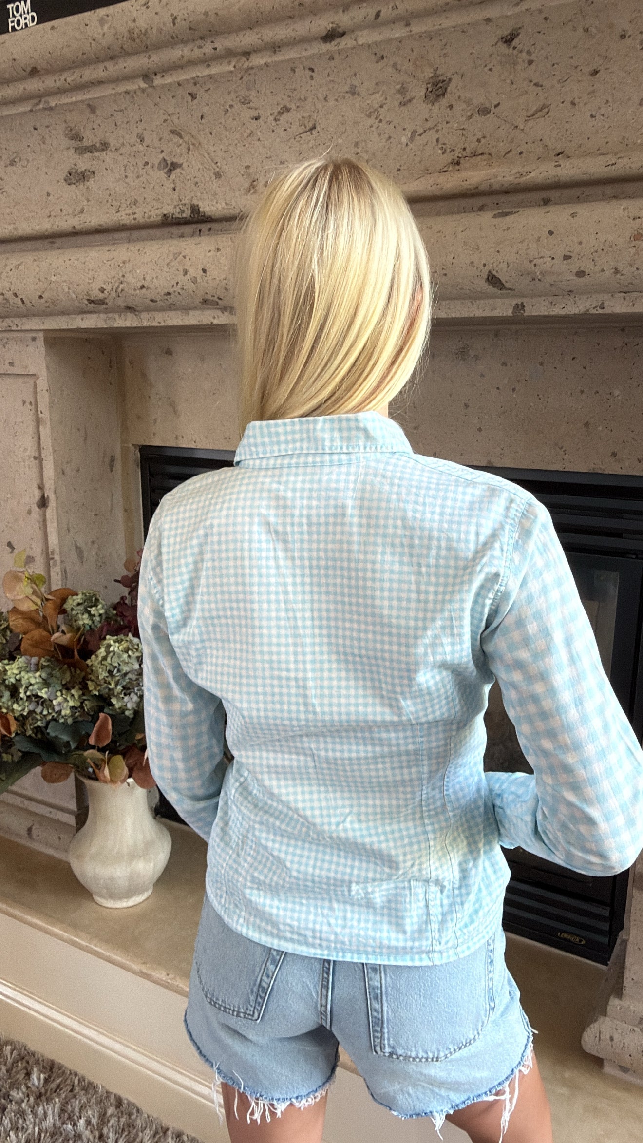 NEW!! Vintage Versace Gingham Button Down Size XS/S