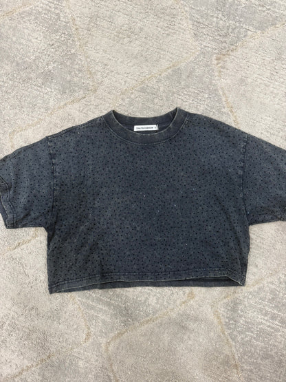 NEW!! "Brooklyn" Acid Wash Cropped Rhinestone Tee in 3 Colors