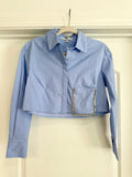 NEW!! Lightweight Rhinestone Button Down Shirt in Blue