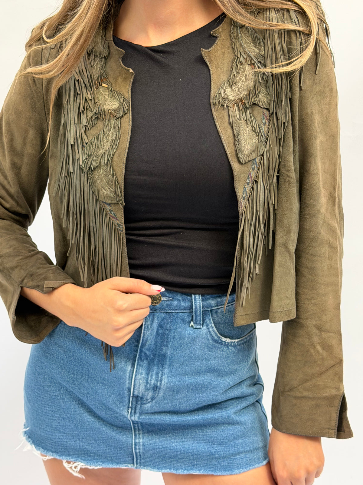 Vintage Roberto Cavalli Suede Fringe Jacket Size Medium