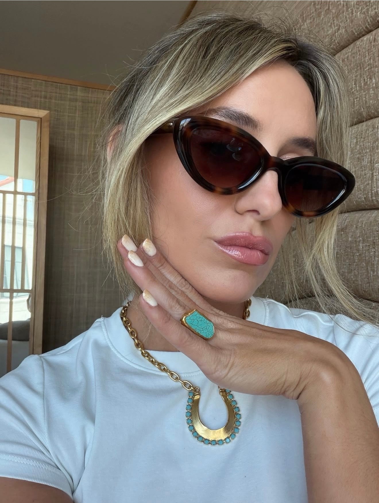 AS SEEN ON LAINEY! Horseshoe Necklace w/ Turquoise Stones