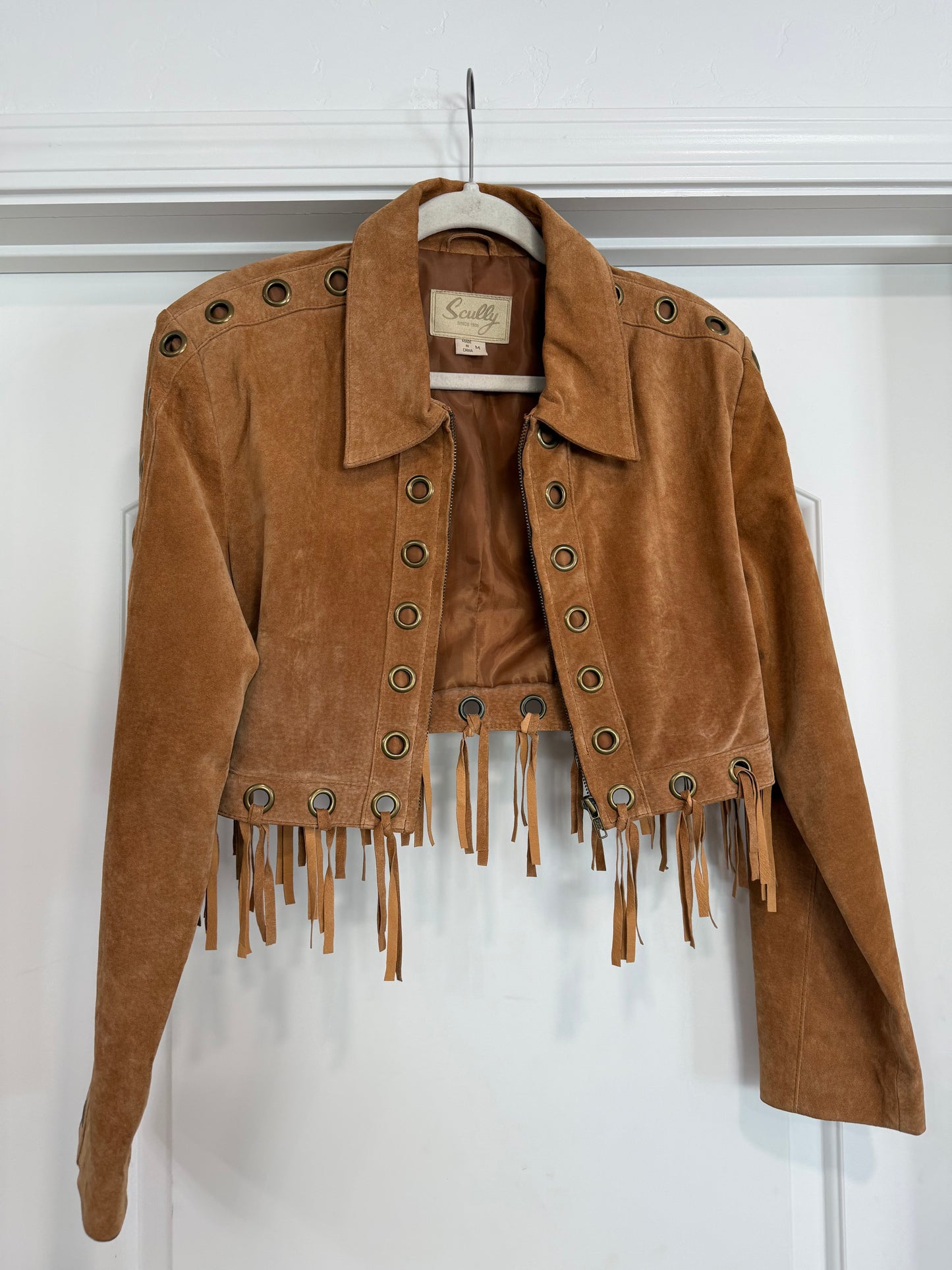 Vintage Scully Suede Cropped Fringe Jacket Size Medium