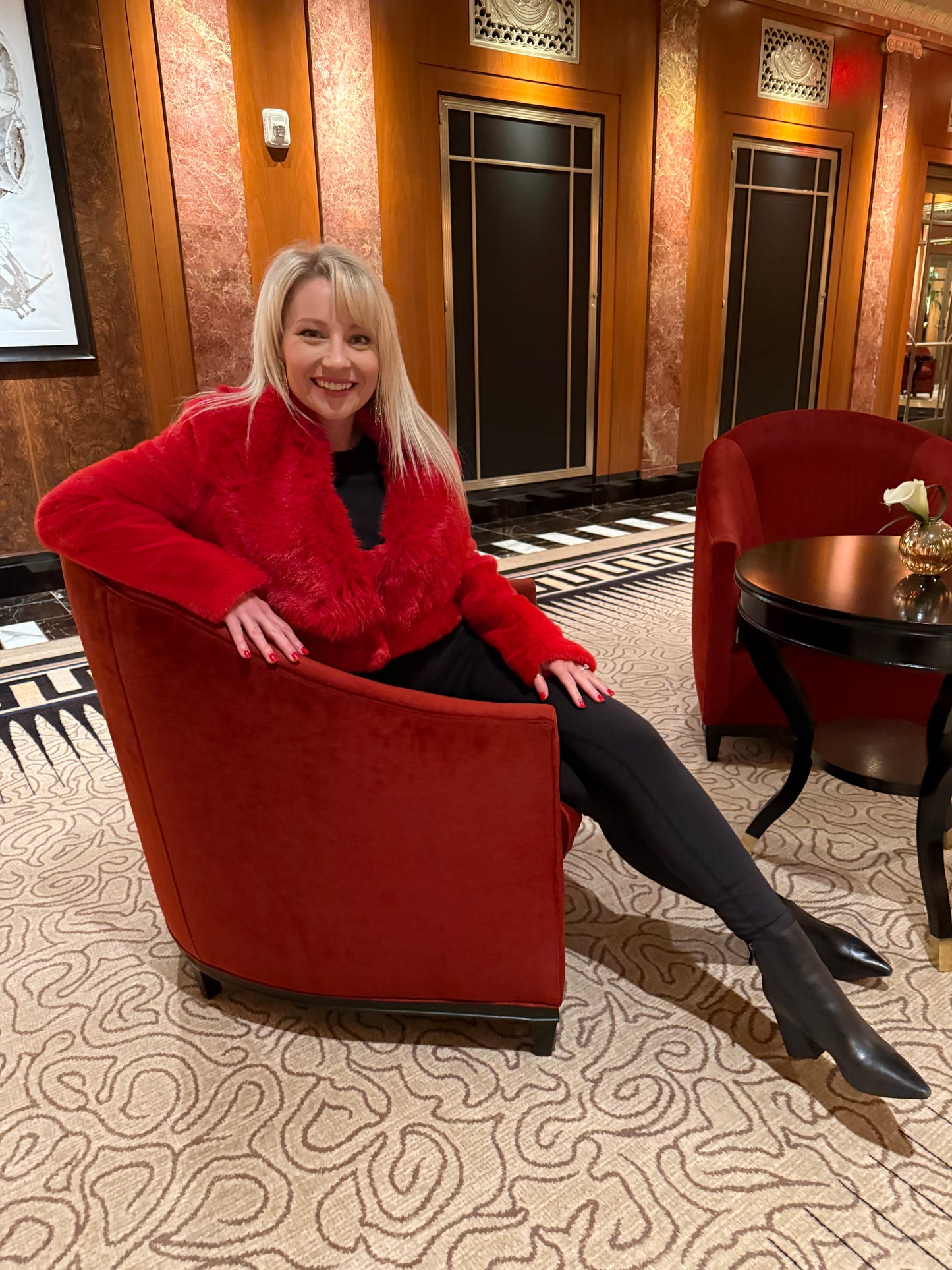 NEW!! "Showtime" Cropped Faux Fur Jacket in Red