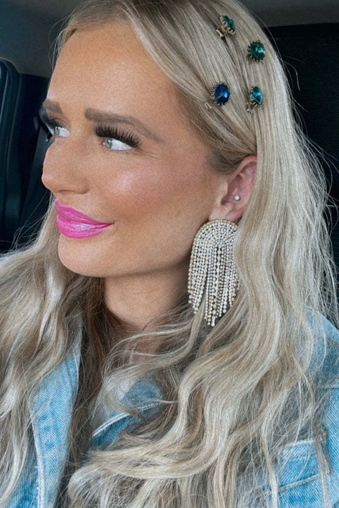 NEW & AS SEEN ON LAINEY WILSON!! Champagne Crystal Jumbo Rainbow Earrings