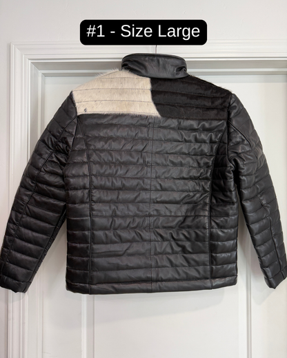 Men's Cowhide Puffer Jacket in Black