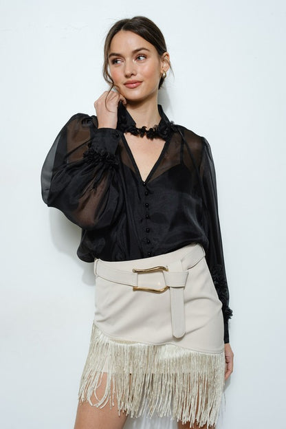 NEW!! "Smokeshow" Fringe Belted Mini Skirt