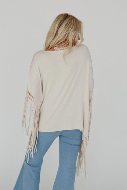Oversized Fringe Top in Cream